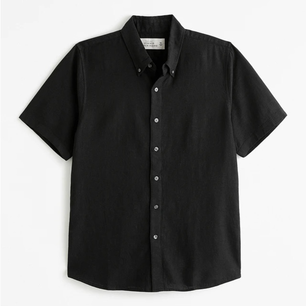 Abercrombie & Fitch black Linen Button Down Shirt